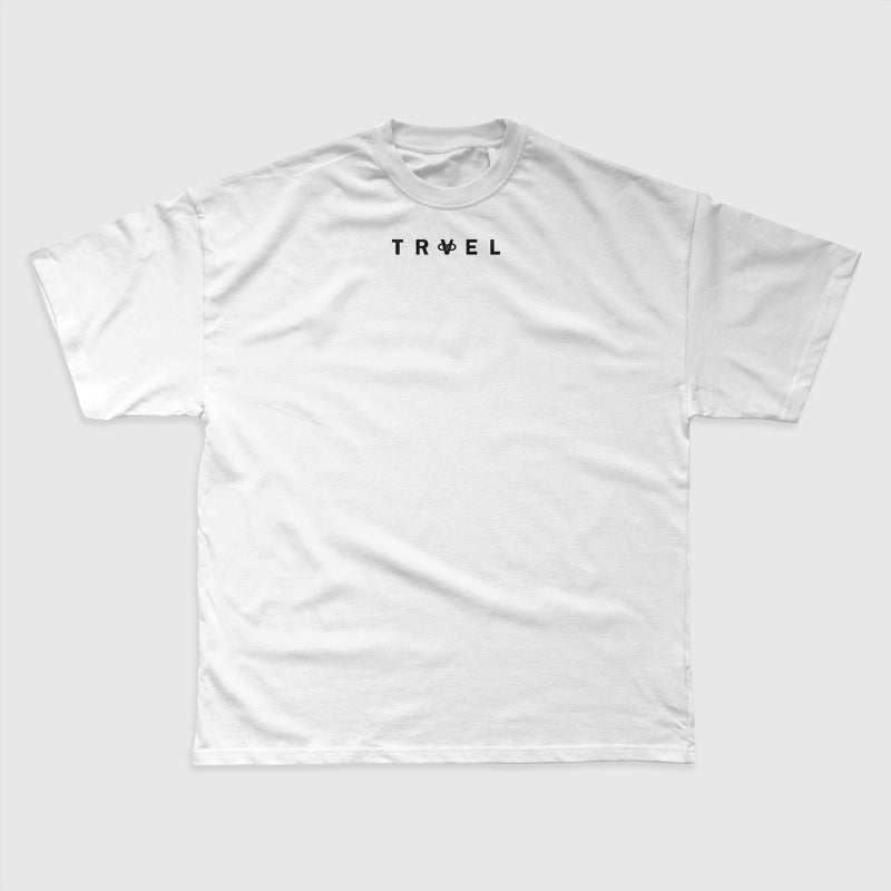White Travel Infinite T-Shirt (Small Logo)